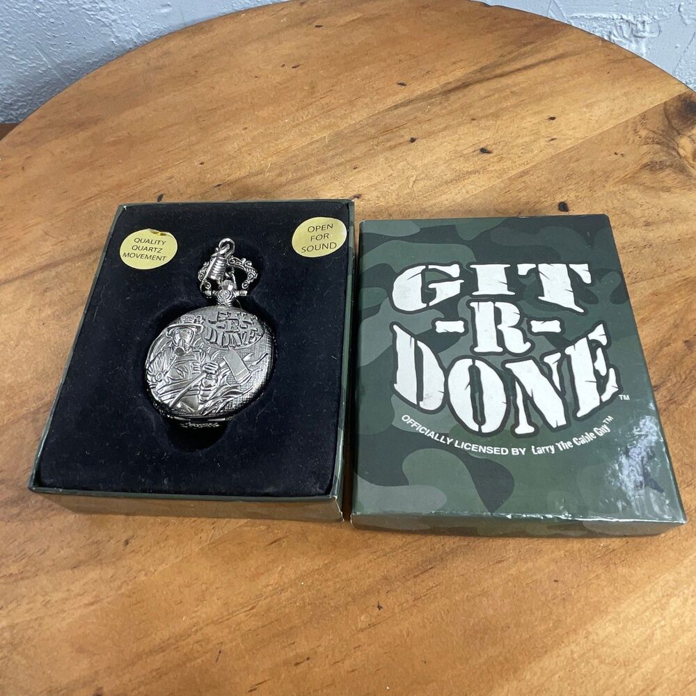 Larry The Cable Guy Pocket Watch Git R Done Quartz Chain Gift Box Novelty USA